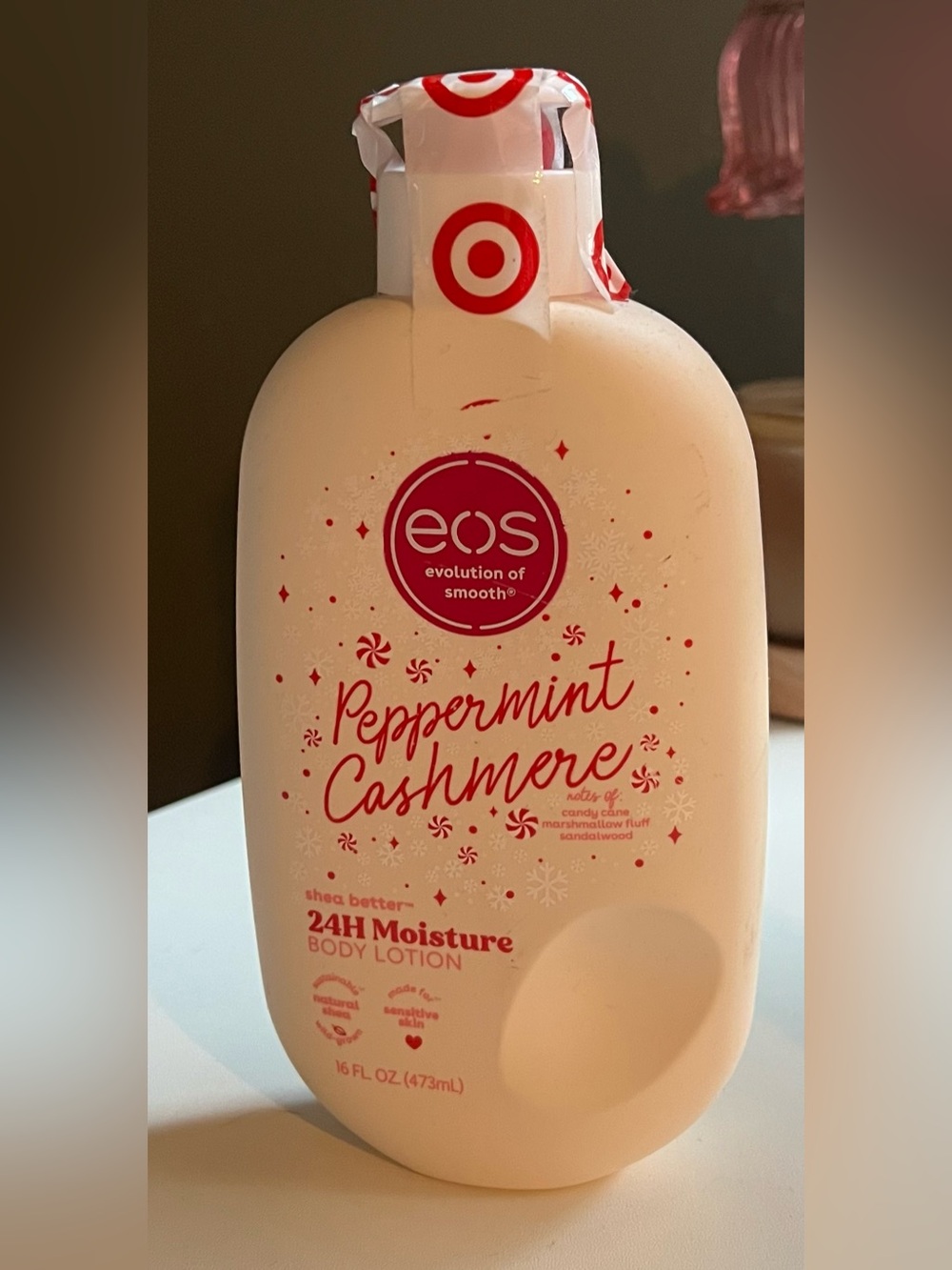 EOS Limited Holiday Edition Peppermint Cashmere Body Lotion Full Size New Bottle